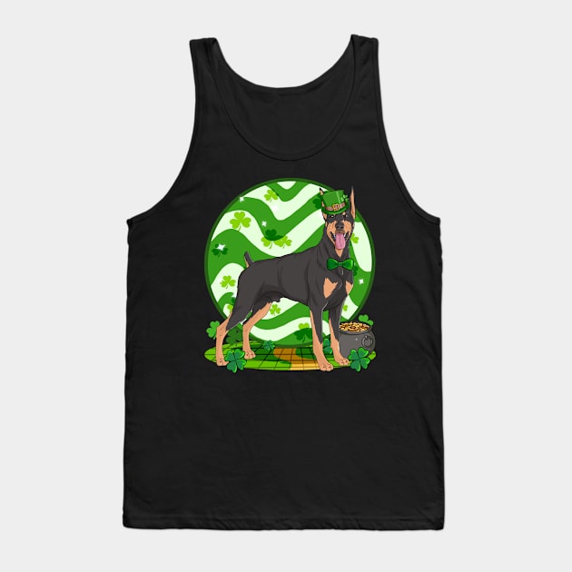 Doberman Pinscher Dog St Patricks Day Leprechaun Tank Top by Noseking